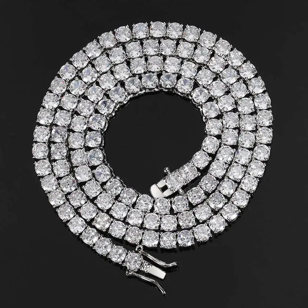 Hip Hop Jewelry 1 Row Iced Out Tennis Chain Bling CZ Men Diamond Cubic Zirconia Choker Necklace Women Drop Shipping Shakespare