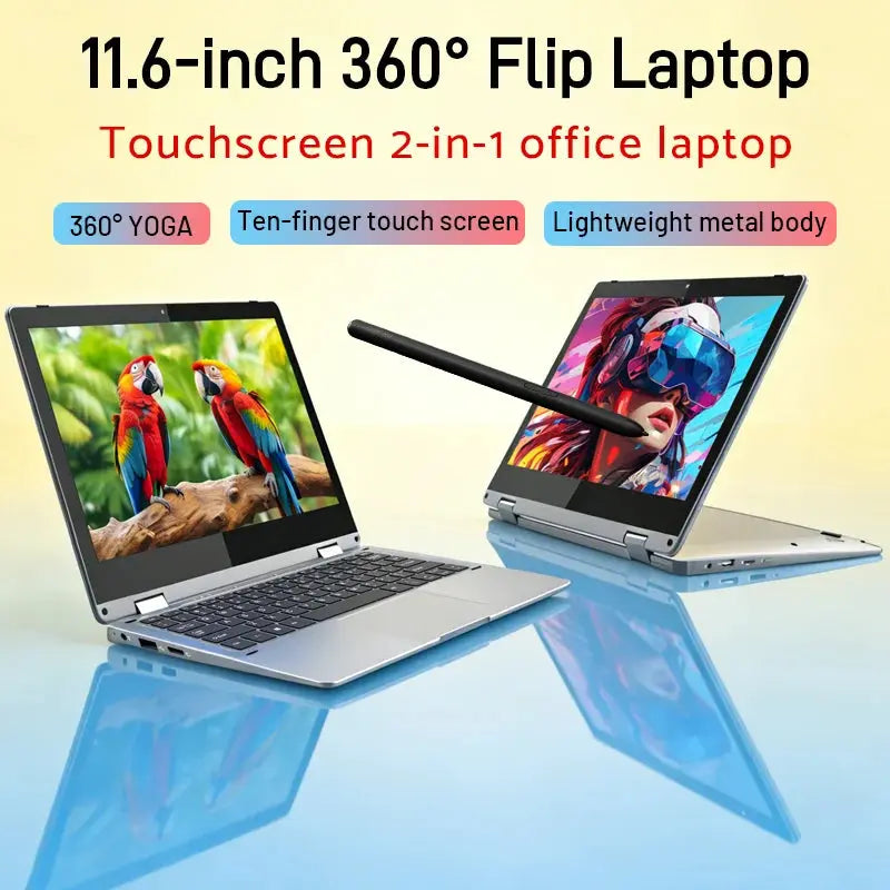 11.6-inch YOGA Touchscreen Laptop Business/Office Study; Quad-core Intel Processor; 360-degree Rotatable Screen; 2-in-1 Shakespare
