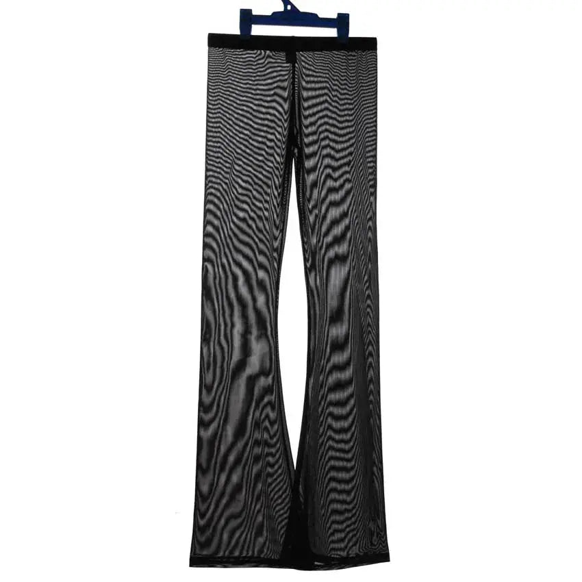 Super Sexy Women Long Pants Transparent Dress Thin Leggings Lingerie Flare Leg Shakespare