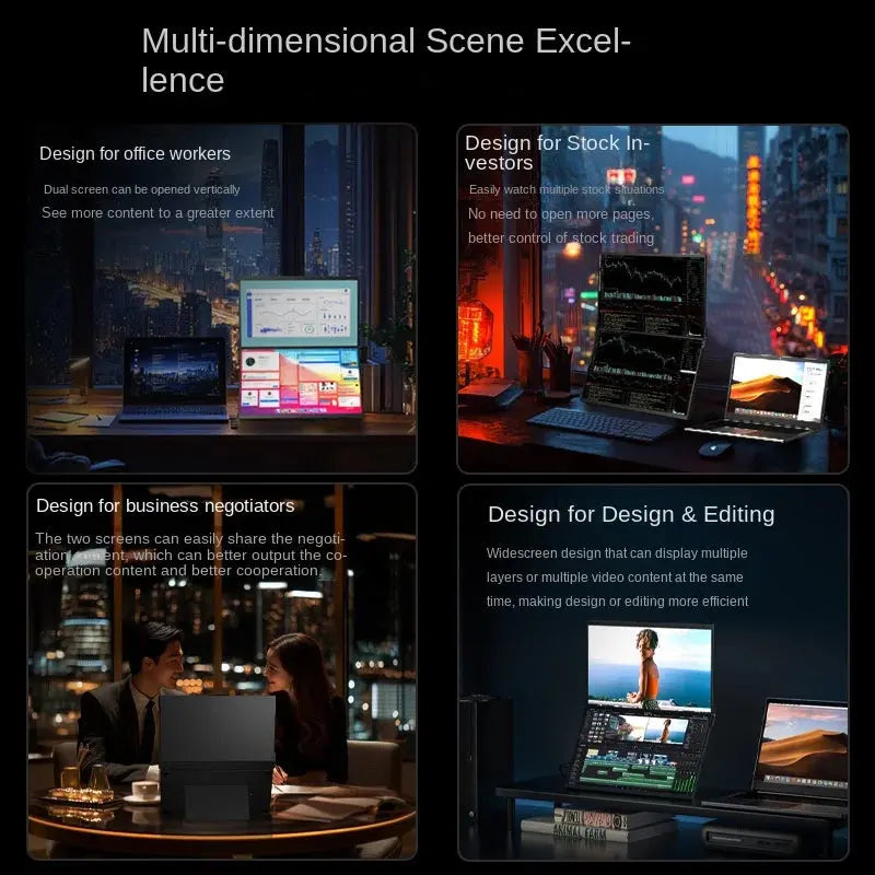 16-inch Dual-Screen Portable Display 2.5K Office Stock Designer Host Expansion Screen HD Computer Sub-Screen High Brightness Shakespare