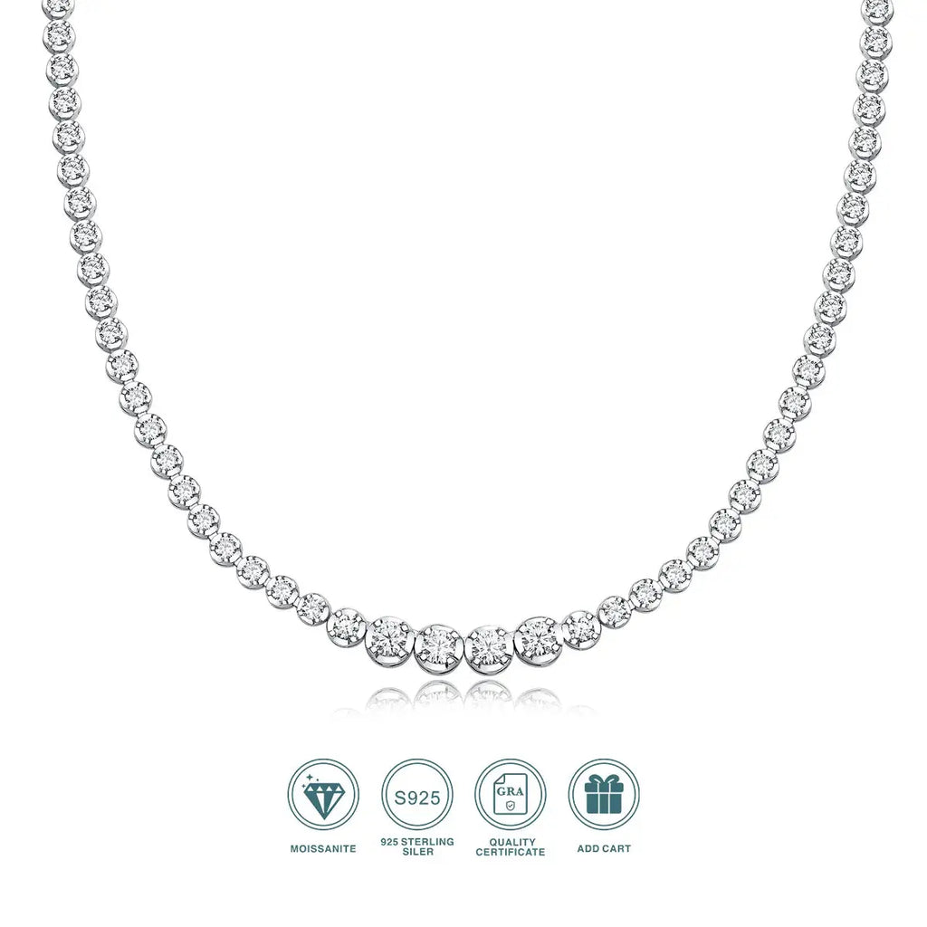 JIUZUAN 925 silver moissanite necklace 4mm casual fashion light luxury women's senior gift with certificate authentication Shakespare