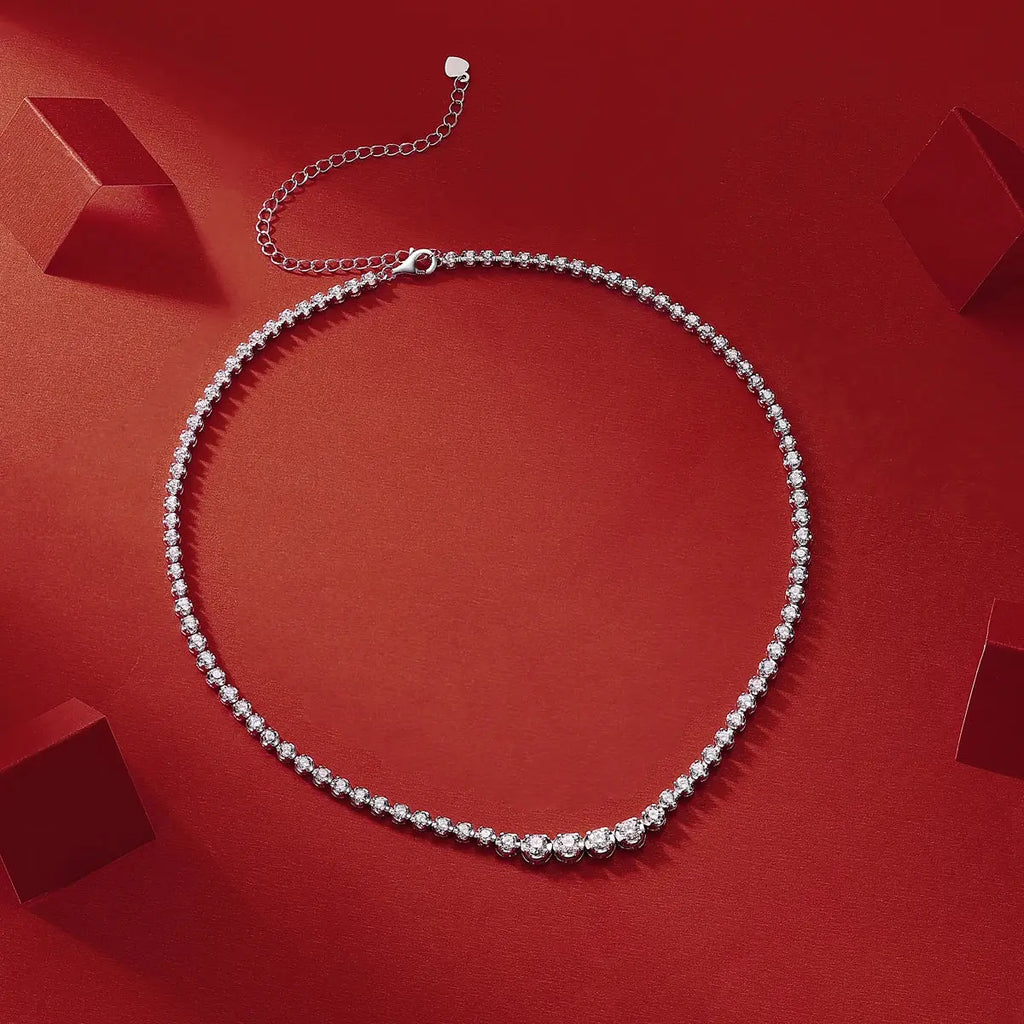 JIUZUAN 925 silver moissanite necklace 4mm casual fashion light luxury women's senior gift with certificate authentication Shakespare