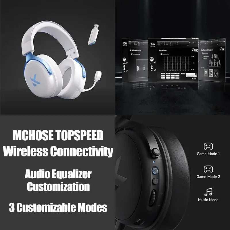 MCHOSE V9 pro E-Sports Headset with Microphone Tri-Mode Gaming USB Wireless 7.1 Channel Surround Sound Portable Audio Headphones Shakespare