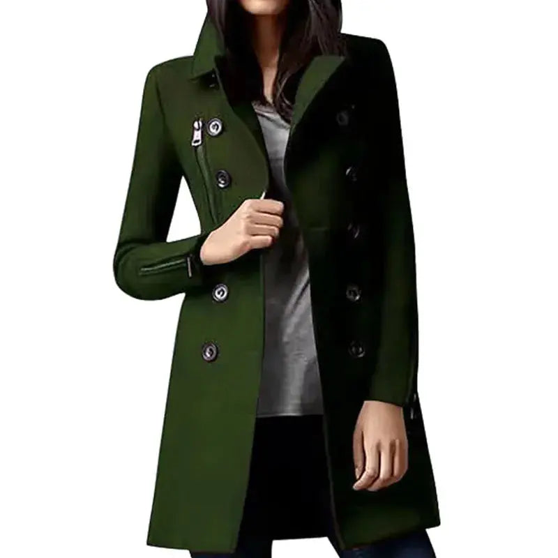 Outerwears Winter Women's Trench Coat Double Breasted with Lining European Size Coats Lapel Casual Long Jacket Women's Clothing Shakespare