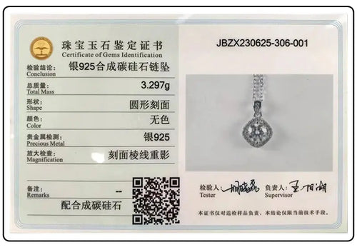 S925 Sterling Silver High Jewellery 100% Moissanite Pendant Necklace D Colour with GRA Certificate for Ladies' Wedding, Party Shakespare