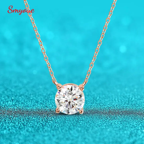 Smyoue 1-5CT Rose Gold Color Moissanite Necklace for Women D Color Sparkling Classic Lab Diamon Pendant Sterling Silver 925 100% Shakespare