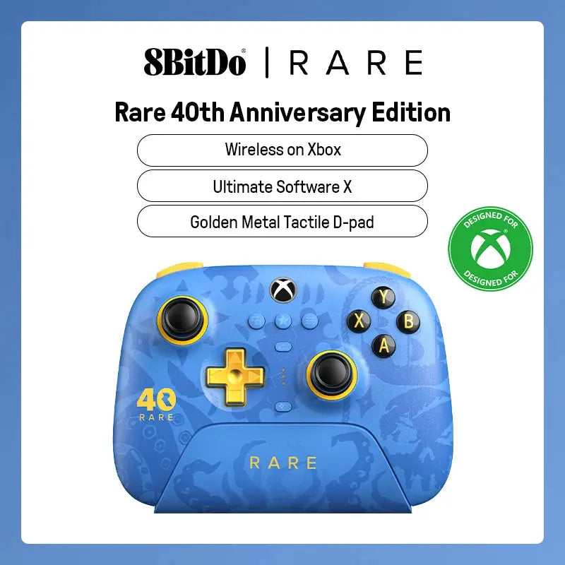 8BitDo Ultimate 3-mode Controller for Xbox, Compatible Windows, Apple and Android - Rare 40th Anniversary Edition Shakespare