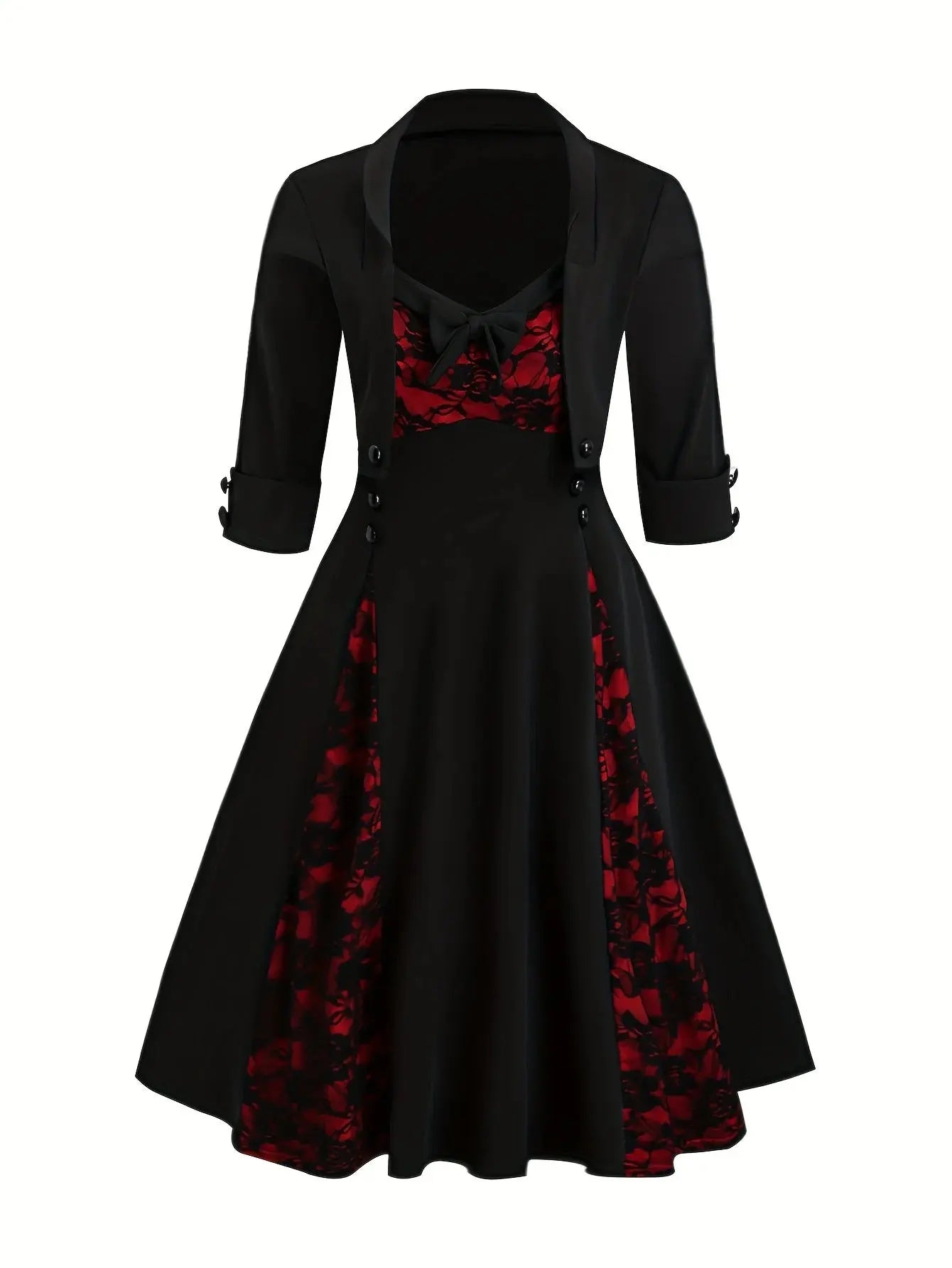 A large-sized two-piece dress with European and American fashion rose lace prints for women Shakespare
