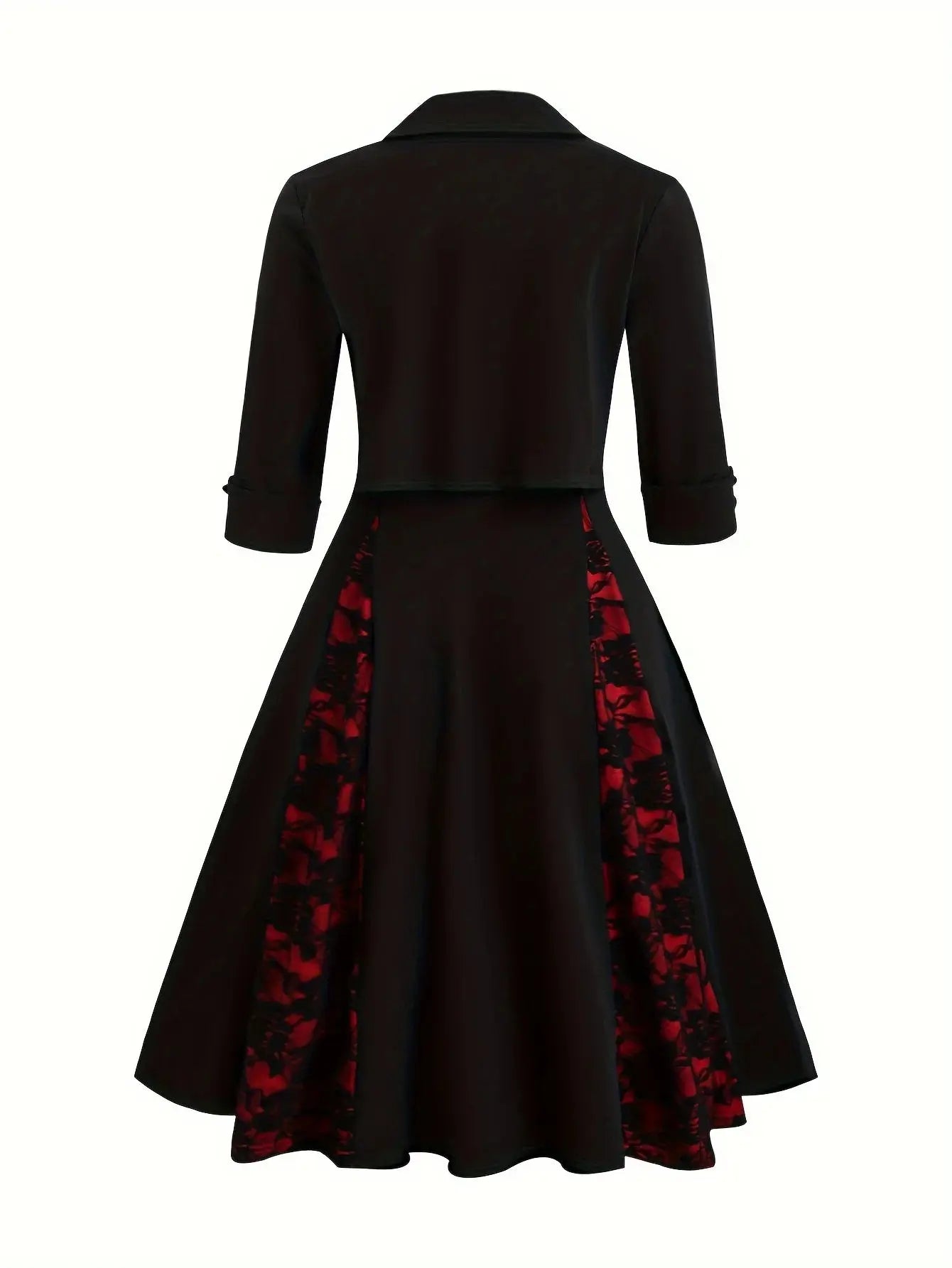 A large-sized two-piece dress with European and American fashion rose lace prints for women Shakespare