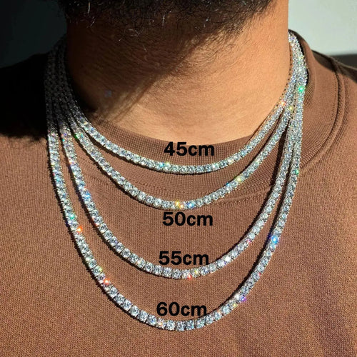 Hip Hop Jewelry 1 Row Iced Out Tennis Chain Bling CZ Men Diamond Cubic Zirconia Choker Necklace Women Drop Shipping Shakespare