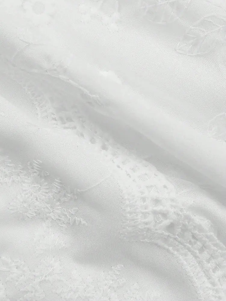 2025 Autumn New Arrivals Early Autumn New Arrivals Bohemian Style Openwork Embroidered Stand Collar Long-Sleeved Shirt Shakespare