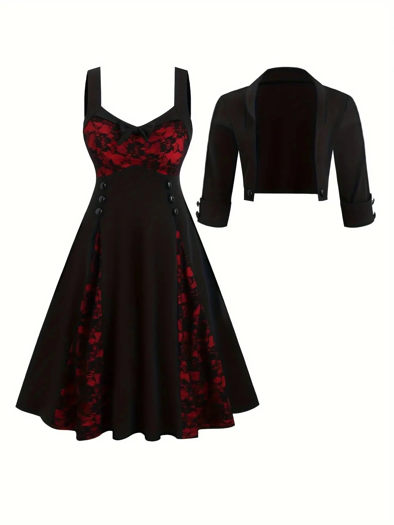 A large-sized two-piece dress with European and American fashion rose lace prints for women Shakespare
