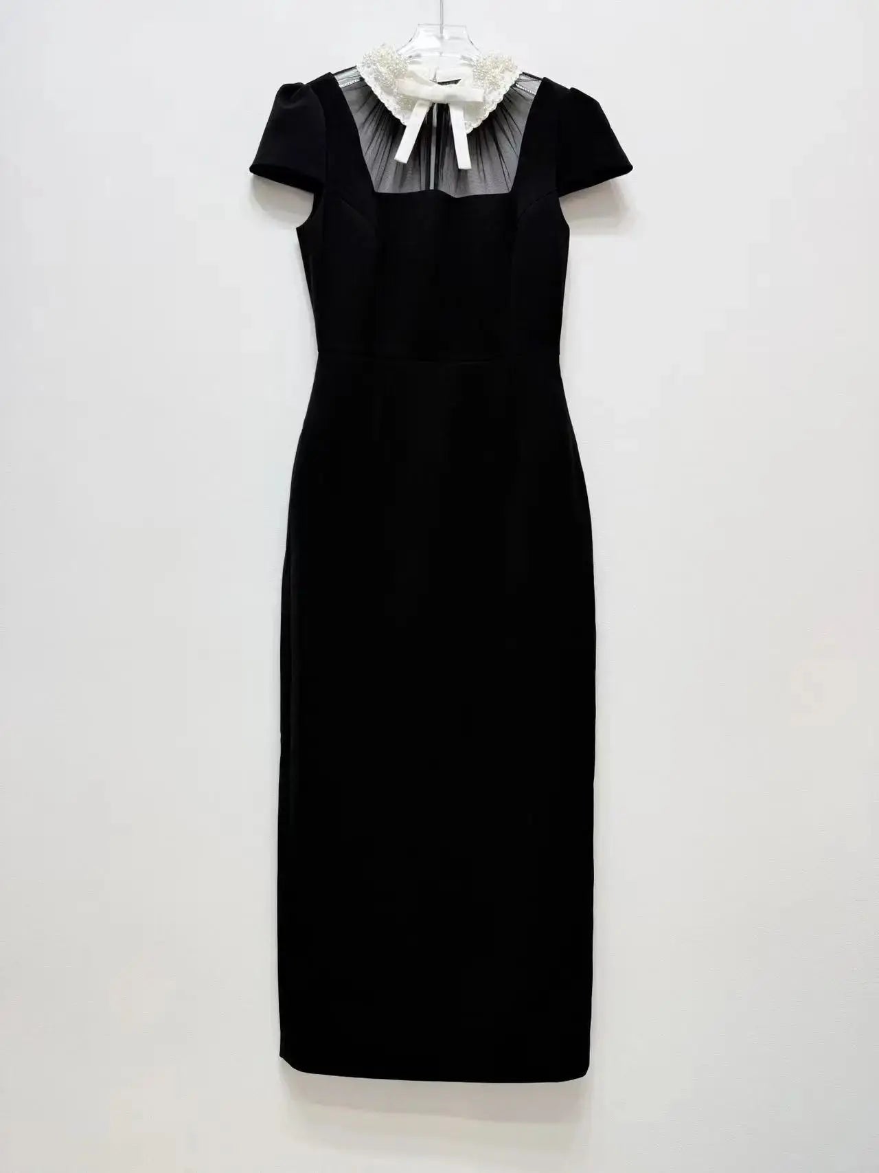 2026 Spring Summer Fashion Classic Contrast Color Lapel Dress Women Elegant Bow High Waist Short Sleeve Slim Black Robe Ladies Shakespare