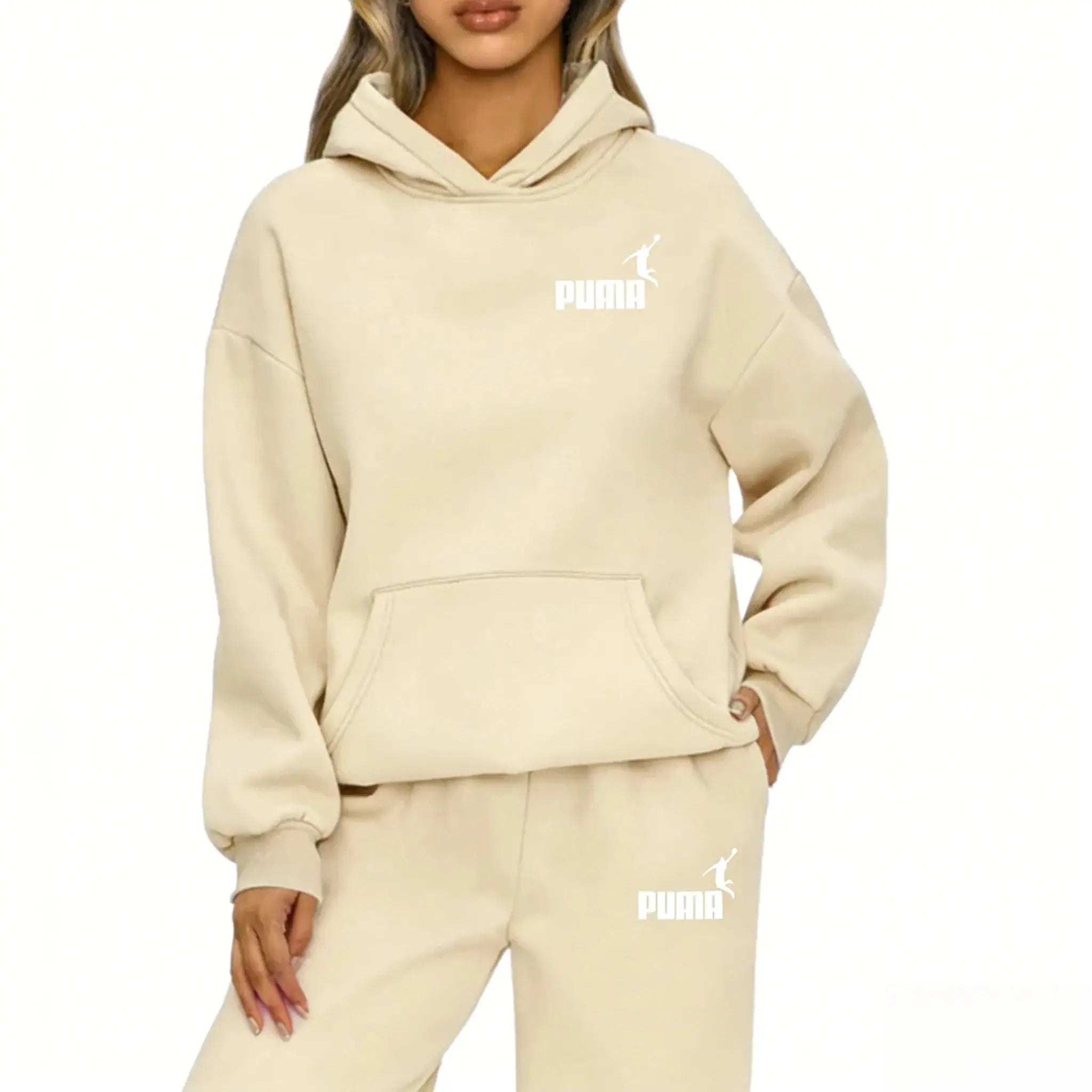 Autumn and winter woman sportswear set, outdoor cycling windproof and warm  hooded sweatshirt + pants 2-piece set Shakespare