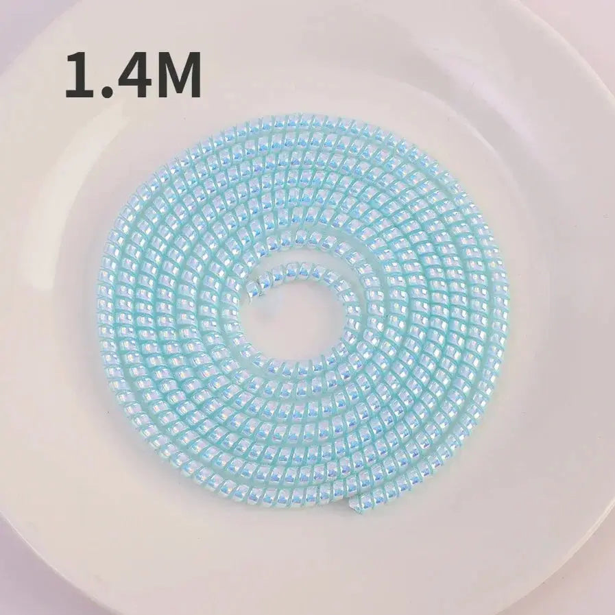 1Roll 1.6m Laser Color USB Charging Data Cable Protector Anti-break Spring Protection Rope Wire Cord Rope Earphone Bobbin Winder Shakespare