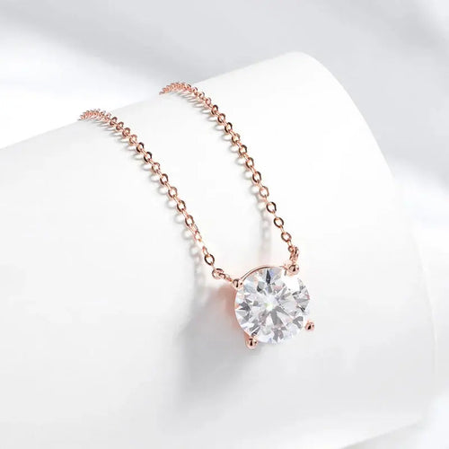 Smyoue 1-5CT Rose Gold Color Moissanite Necklace for Women D Color Sparkling Classic Lab Diamon Pendant Sterling Silver 925 100% Shakespare