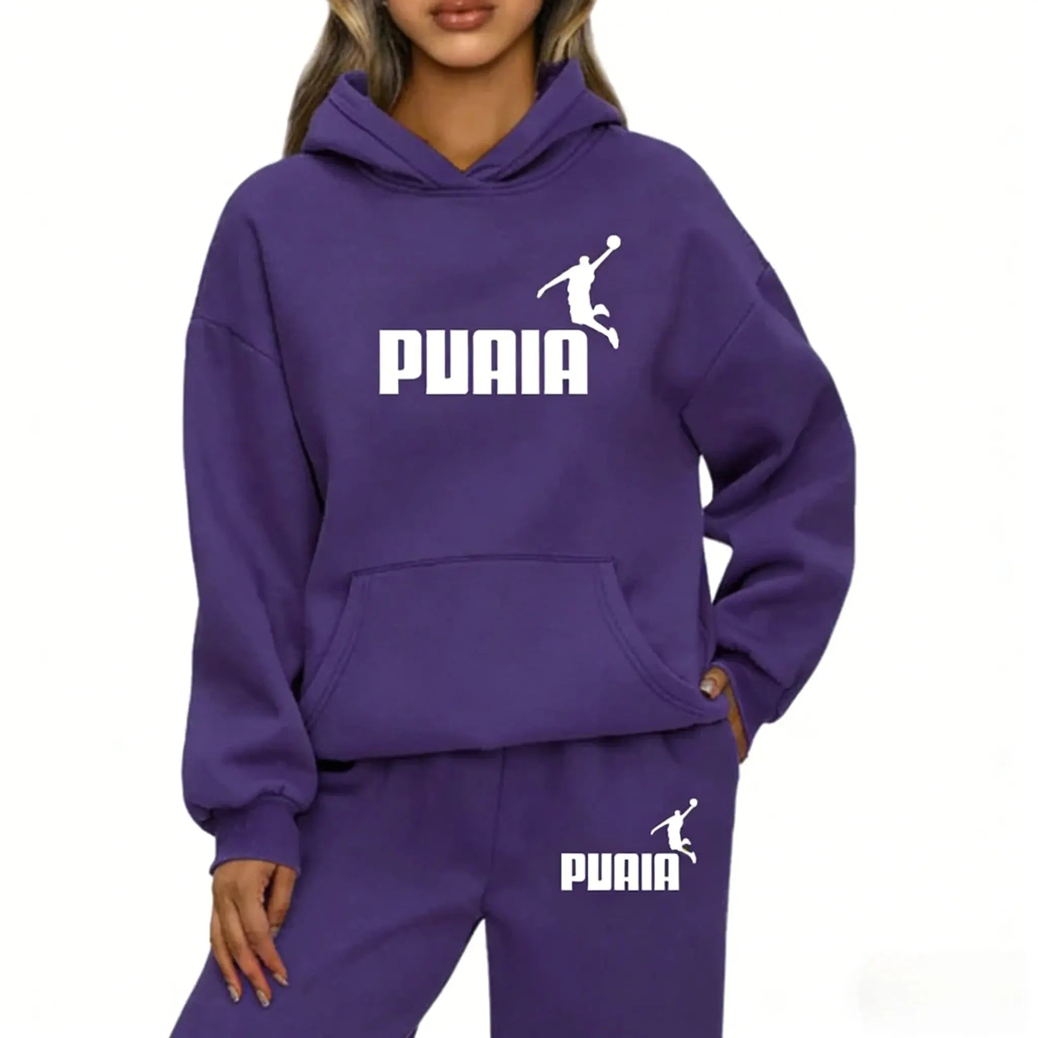 Autumn and winter woman sportswear set, outdoor cycling windproof and warm  hooded sweatshirt + pants 2-piece set Shakespare