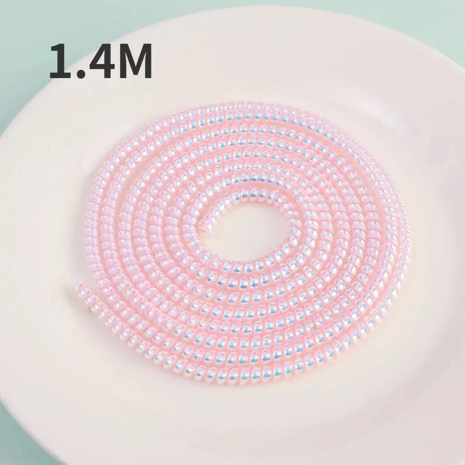 1Roll 1.6m Laser Color USB Charging Data Cable Protector Anti-break Spring Protection Rope Wire Cord Rope Earphone Bobbin Winder Shakespare