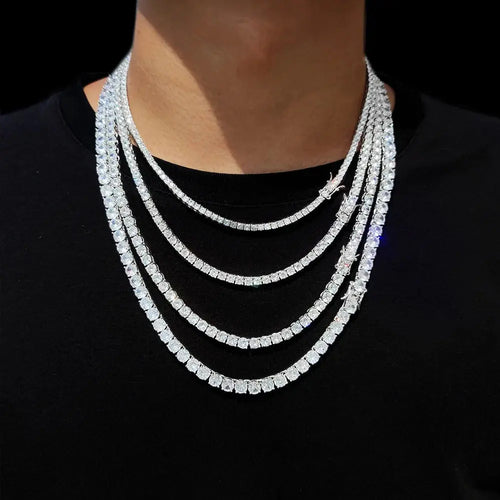 Hip Hop Jewelry 1 Row Iced Out Tennis Chain Bling CZ Men Diamond Cubic Zirconia Choker Necklace Women Drop Shipping Shakespare