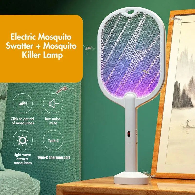3 In 1 Electric Mosquito Swatter Mosquito Killer Lamp Killer Insect Killer 3000V Type-C Rechargeable Mosquito Killer Fly Killer Shakespare